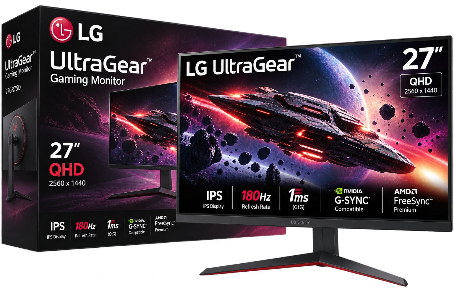Illustrative monitors artwork for UltraGear 27-inch QHD